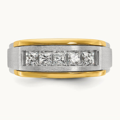 IBGoodman Men's Polished & Satin 5-Stone Diamond Ring, 14K Two-tone
