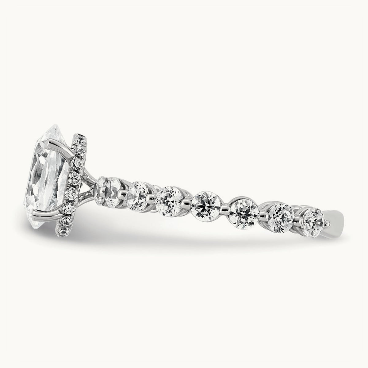 WG Shared Prong Oval Semi-Mount Engagement Ring, 1.25 ct tw Lab-Grown Diamond