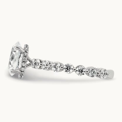 WG Shared Prong Oval Semi-Mount Engagement Ring, 1.25 ct tw Lab-Grown Diamond