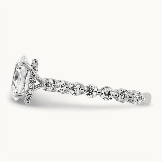 WG Shared Prong Oval Semi-Mount Engagement Ring, 1.25 ct tw Lab-Grown Diamond