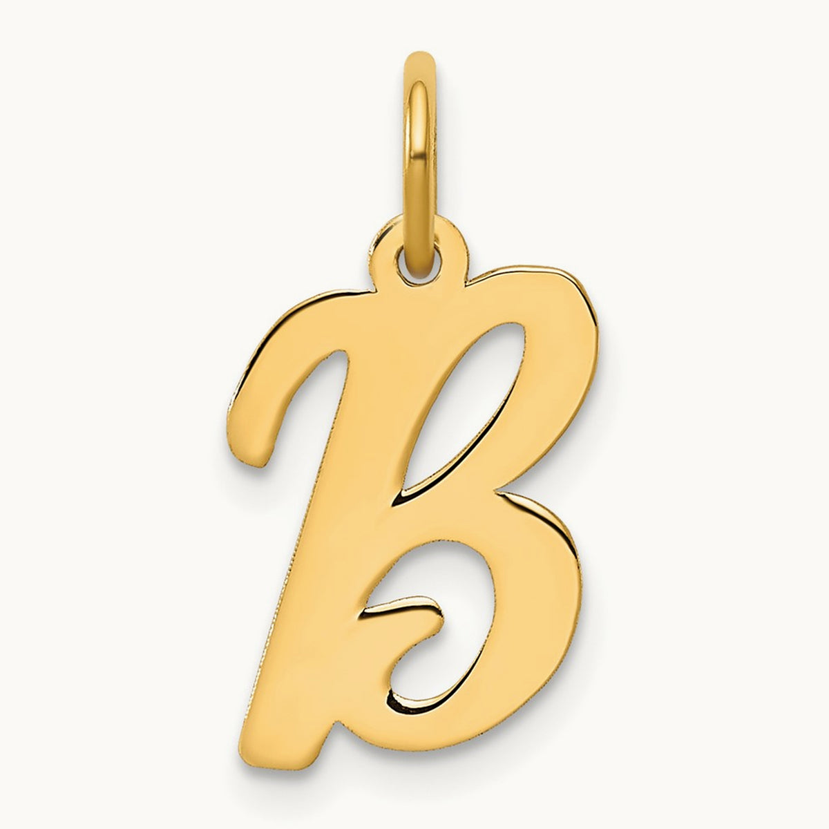 Medium Script Initial Charm — 14K Yellow Gold, B
