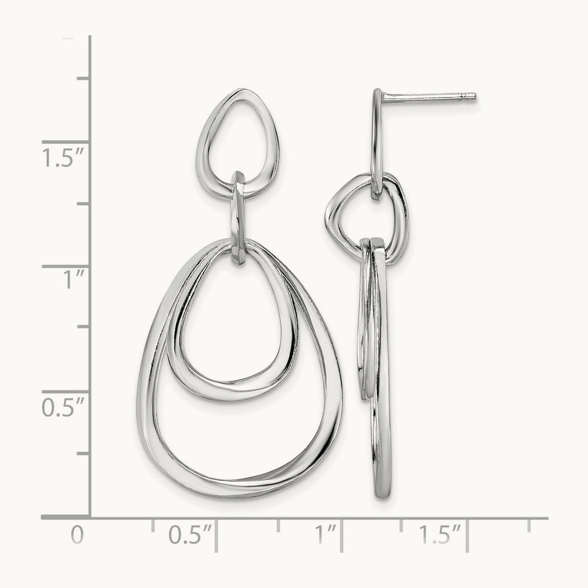 Rhodium-plated Polished Post Dangle Earrings, Sterling Silver — Leslie's