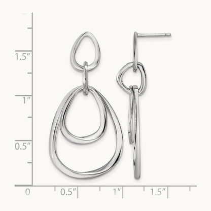 Rhodium-plated Polished Post Dangle Earrings, Sterling Silver — Leslie's