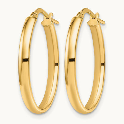 Polished Oval Hoop Earrings, 10K — Leslie's