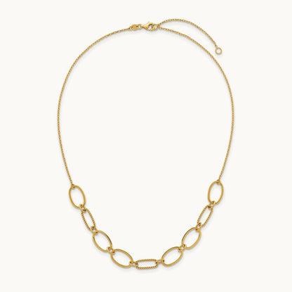 Polished And Twisted Oval Link W/2in Ext Necklace, 9.5mm, 14K