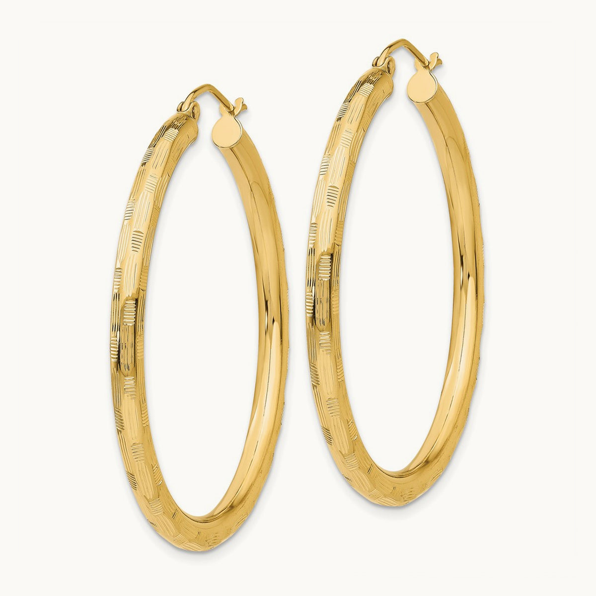 Diamond-cut Hoop Earrings, 14K