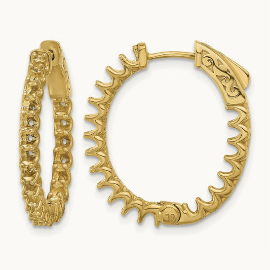 2ct 40- In/Out Oval Hoop w/ Safety Clasp Earring Mountings, 2.3mm, 14K