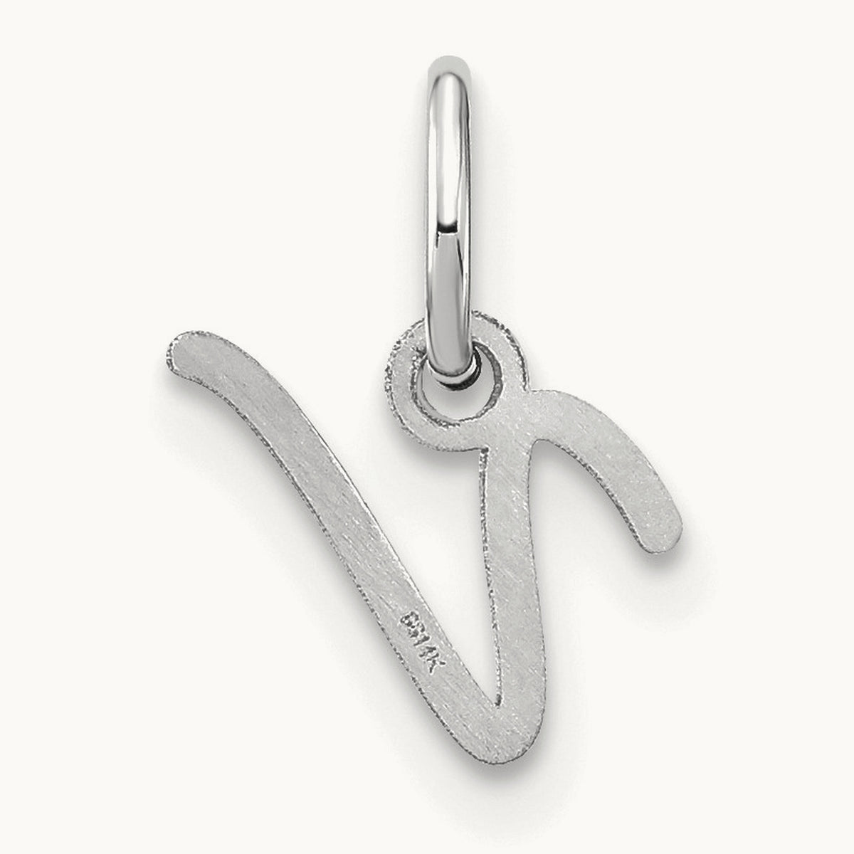 Upper case Initial Charm — 14K White Gold, V