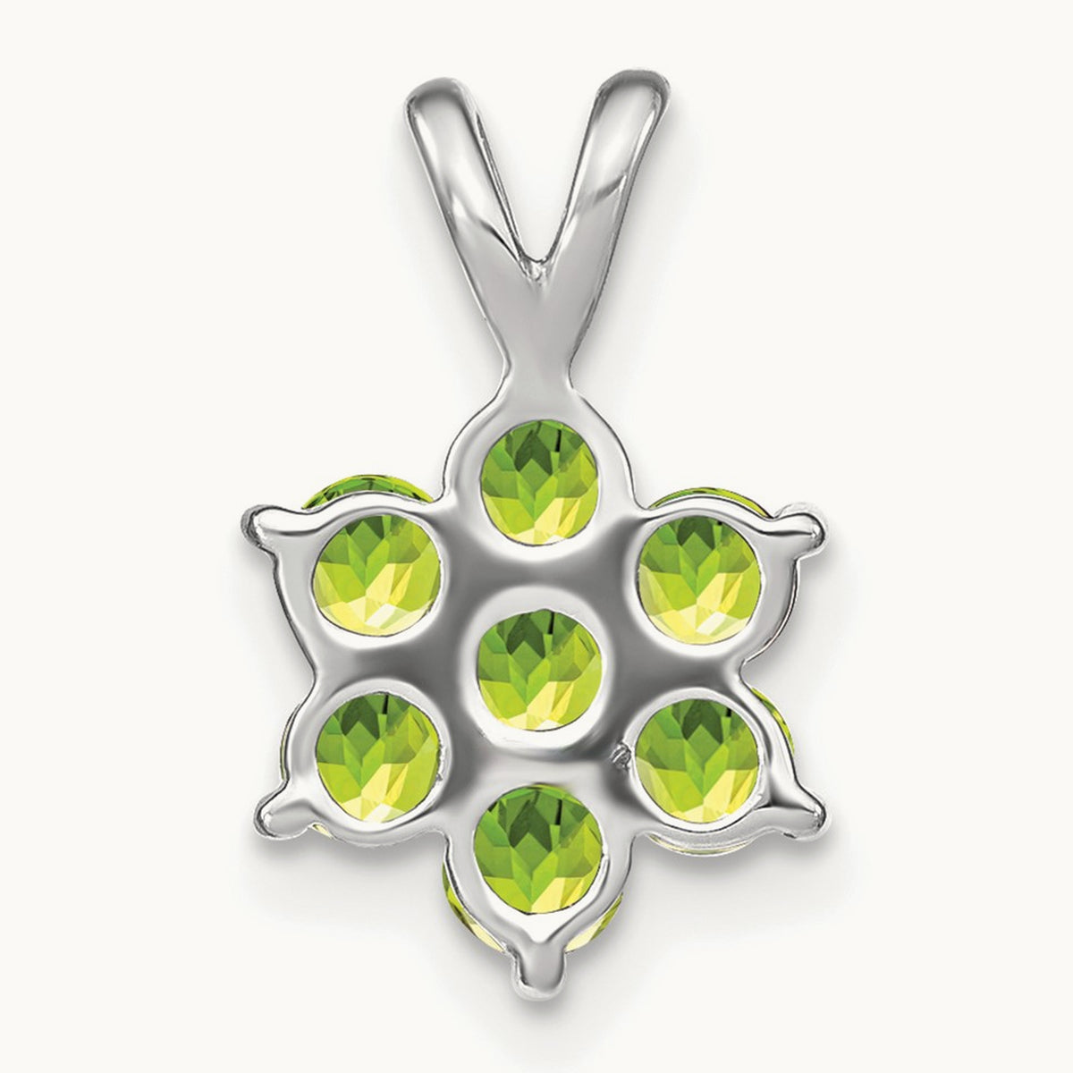 Peridot Floral Pendant, 14K White Gold