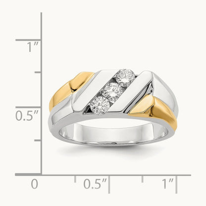 Diamond Mens Ring, 14K Two-tone Gold