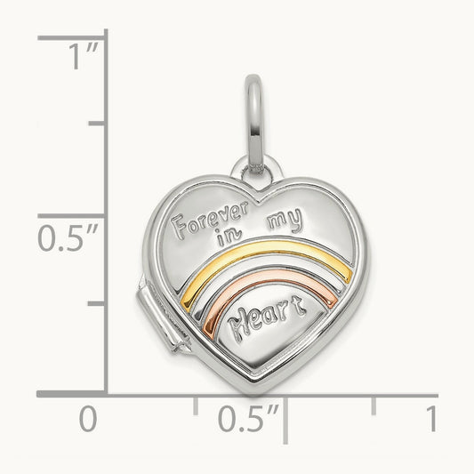 FOREVER IN MY HEART Heart Locket, 15mm, 14K White Gold with Rose Rhodium