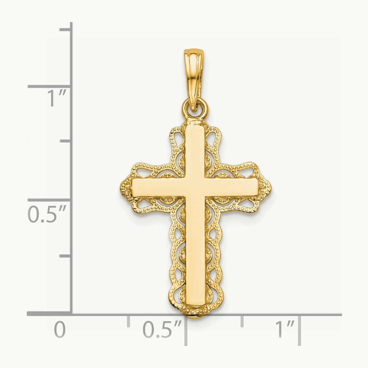 Lace Trim Cross Pendant — 14K Yellow Gold