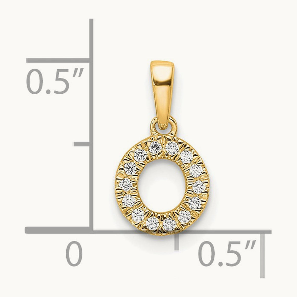 Diamond Initial with Bail Pendant — 14K Yellow Gold, O