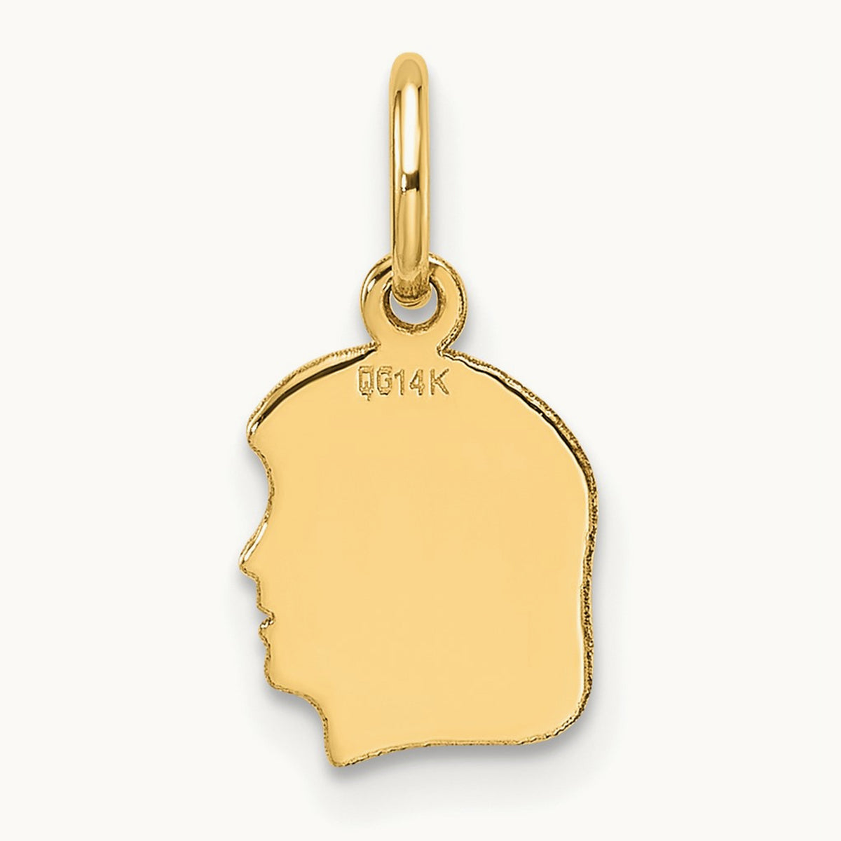 Plain Small .013 Gauge Facing Right Engravable Girl Head Charm — 15mm