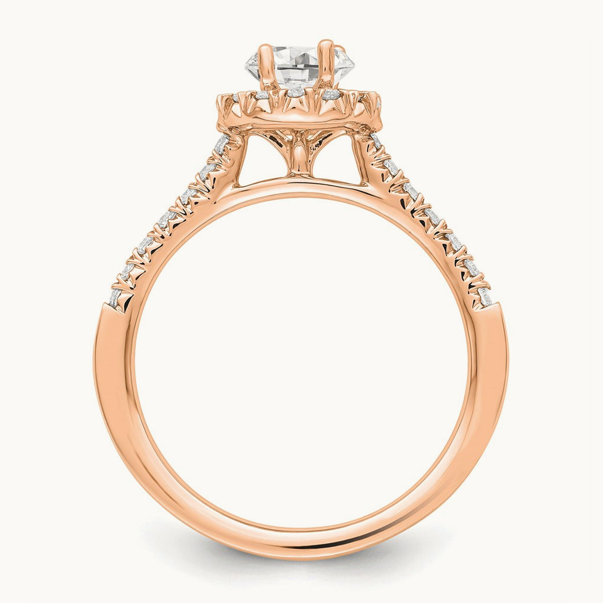Oval Semi-Mount Halo Engagement Ring, 0.25-0.50 ct tw Lab-Grown Diamond — 1/3 ct · VS/SI (Great), 14K Rose Gold, 7