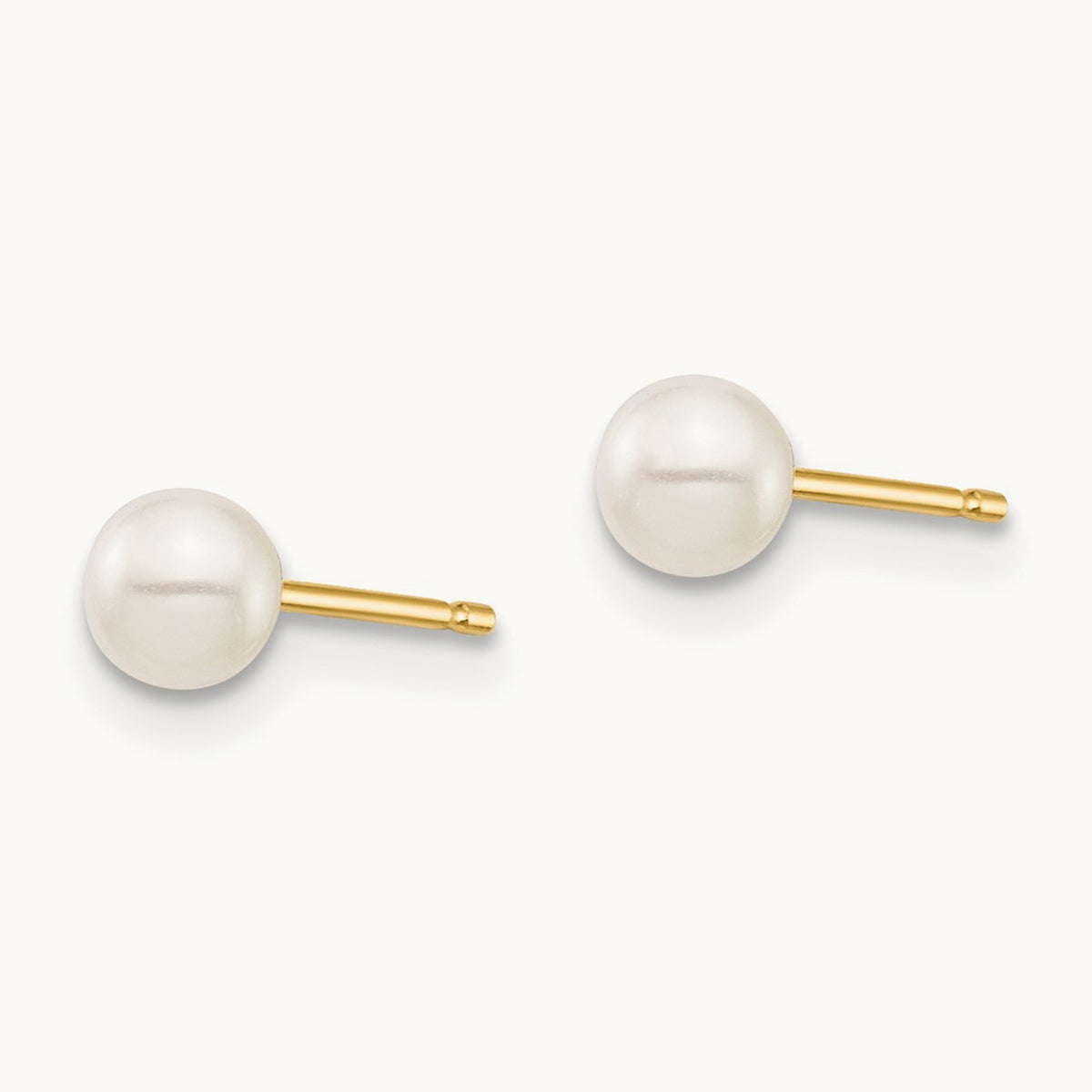 Madi K 3- White Round Freshwater Cultured Pearl Stud Post Earrings, 4mm, 14K