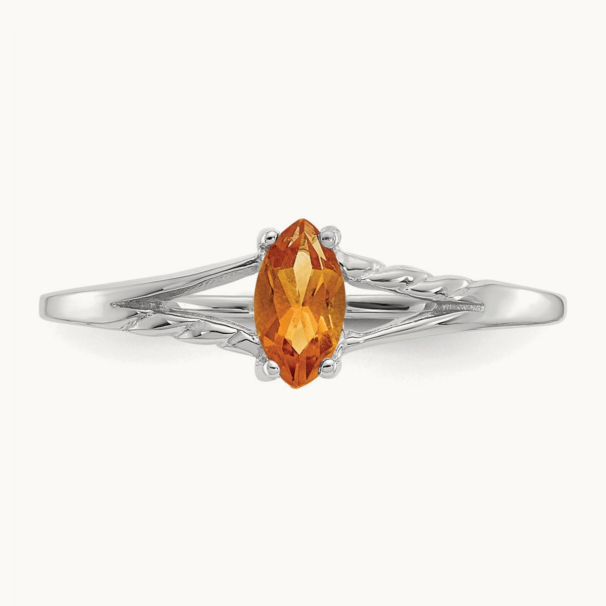 Citrine Birthstone Ring, 14K White Gold