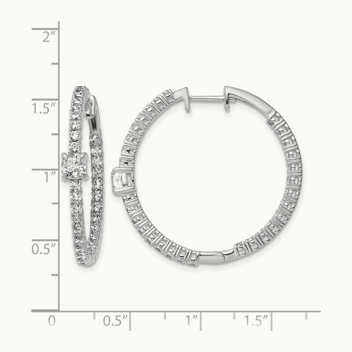Hinged in/Out Hoop Earrings, 3.00 ct tw Lab-Grown Diamond — 14K White Gold