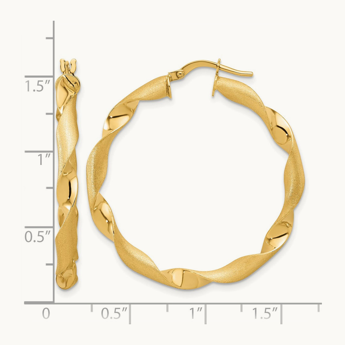 Polished and Brushed Twisted Hoop Earrings — Leslie's
