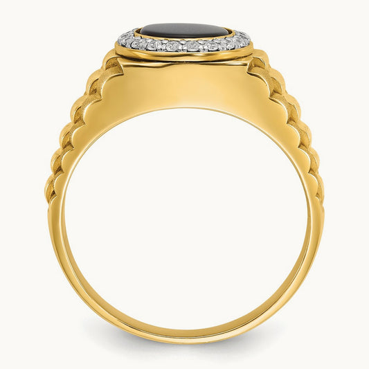 Men's Onyx and Diamond Complete Ring — IBGoodman — photo set