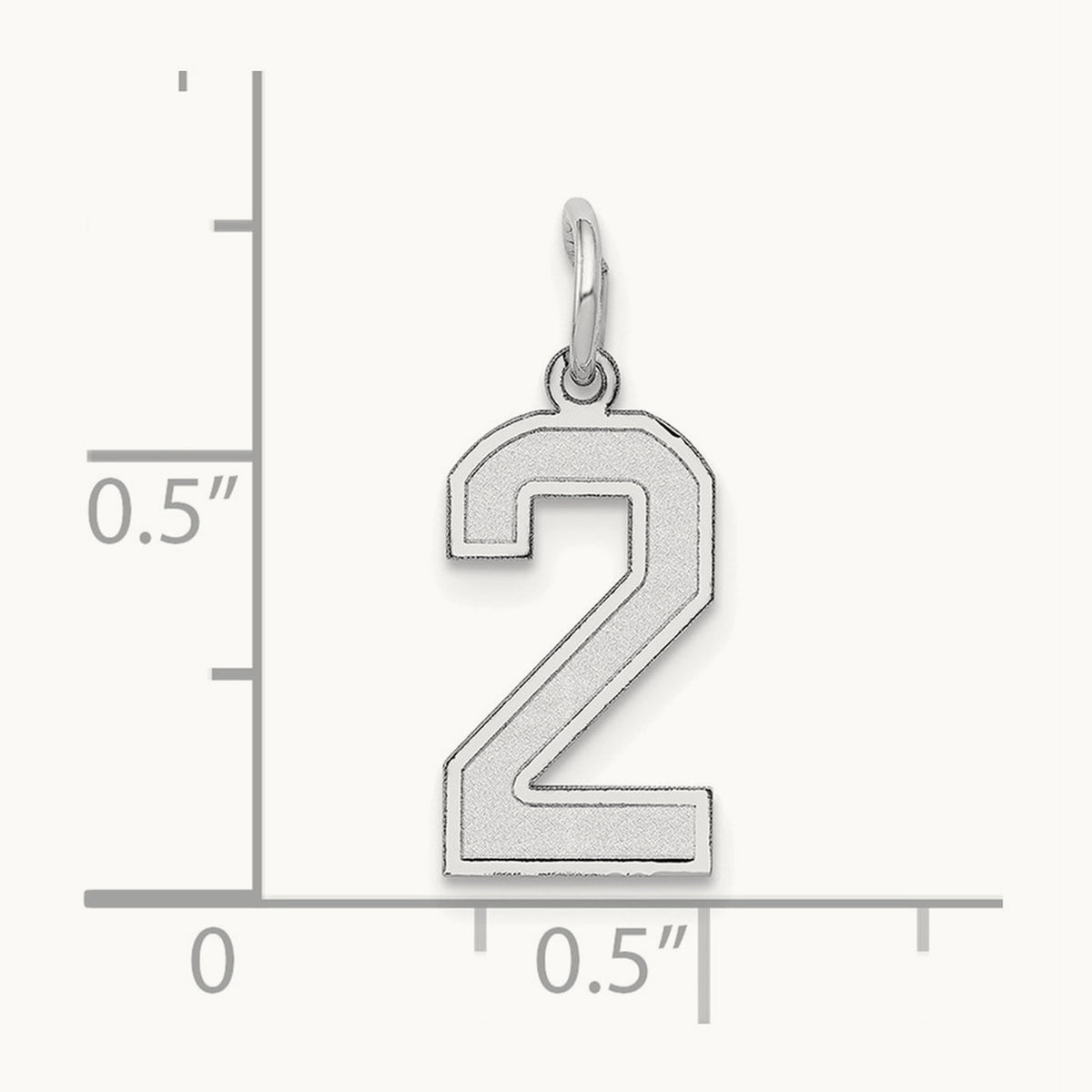 Small Satin Number 2 Charm — 14K White Gold