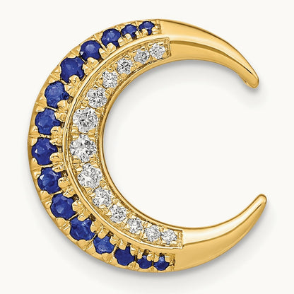 Polished Moon Sapphire and Diamond Chain Slide, 14K