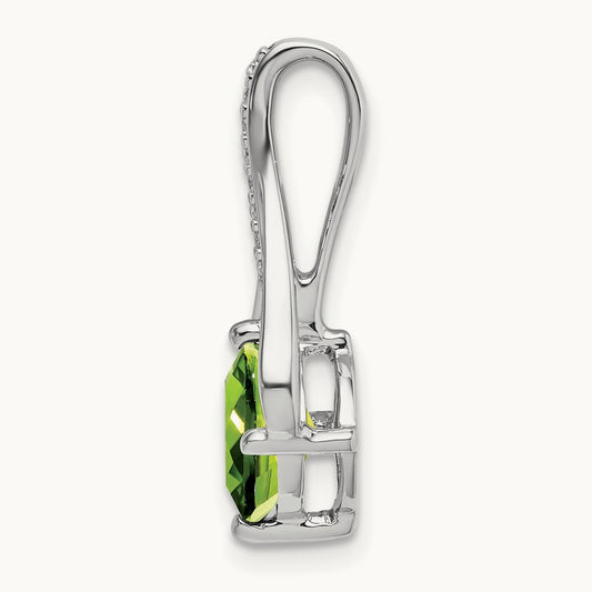 Peridot and Diamond Pendant — 14K White Gold