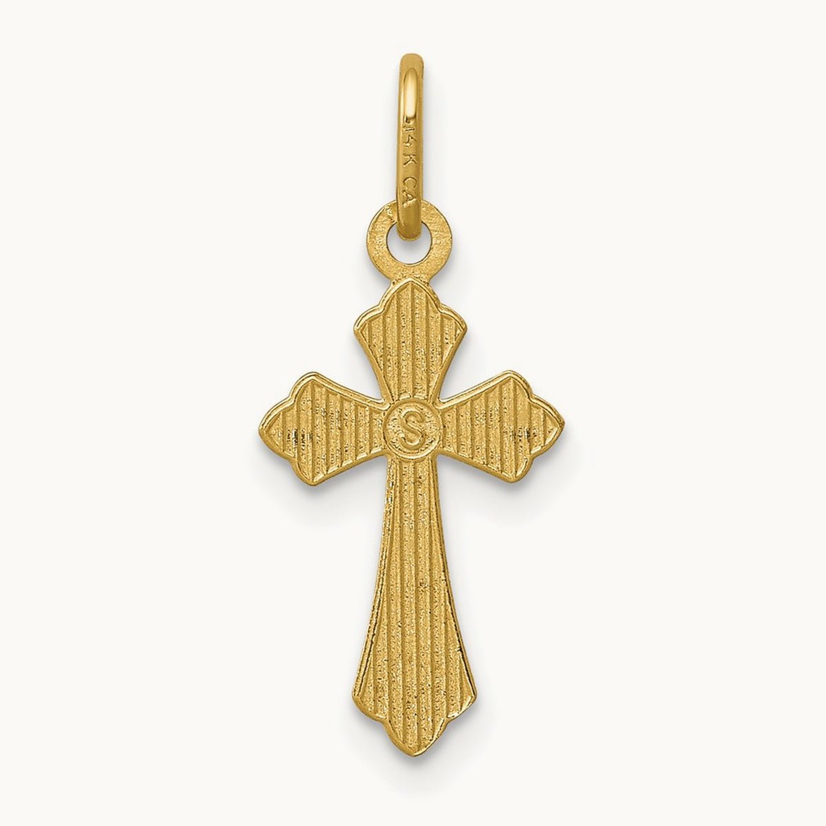 Polished D/C Small Cross Charm, 14K