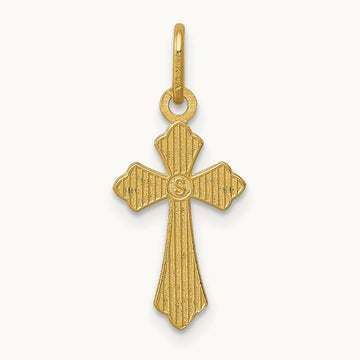 Polished D/C Small Cross Charm, 14K