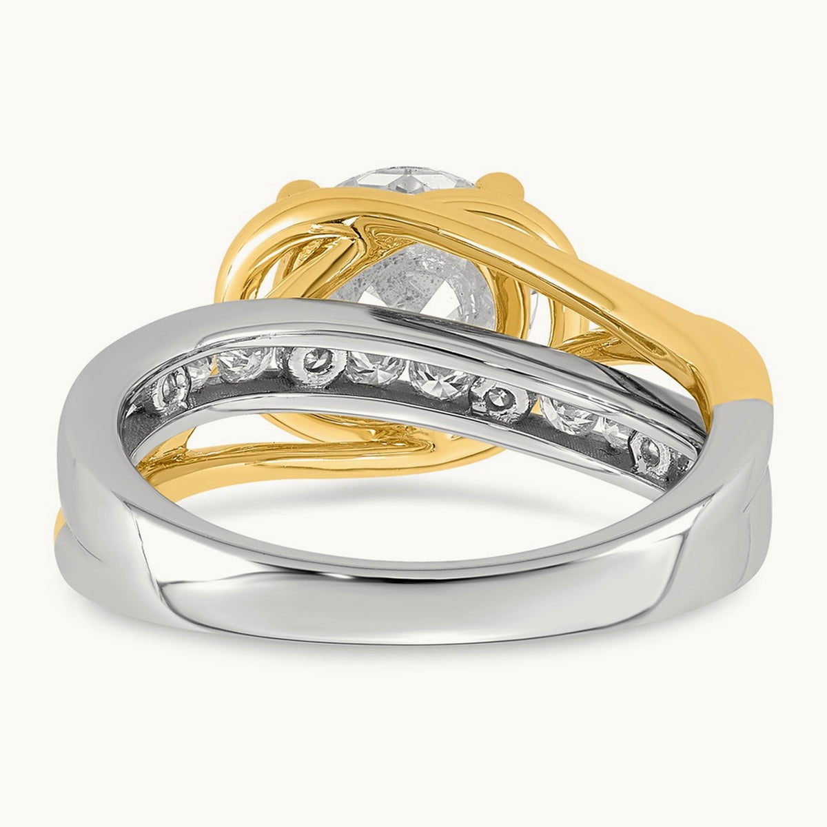 14ktt Certified Round Center Lab Grown Diamond VS+ F+ Ring