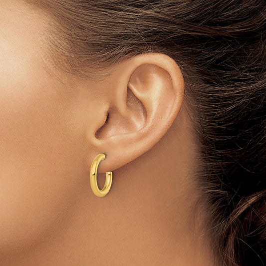3.0 x Polished Post Hoop Earrings — 14K Yellow Gold