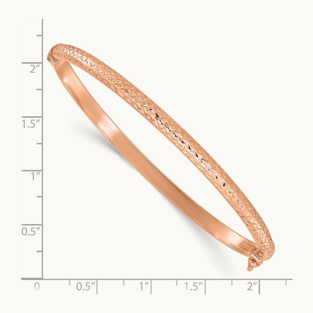Diamond Cut Hinged Bangle — 14K Rose Gold