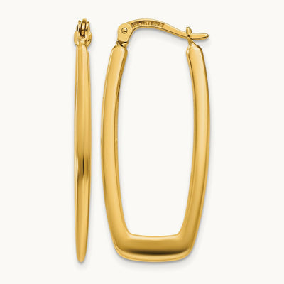 Polished Rectangle Hoop Earrings — 14K Yellow Gold