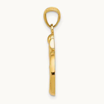 Polished Om Symbol Pendant, 14K