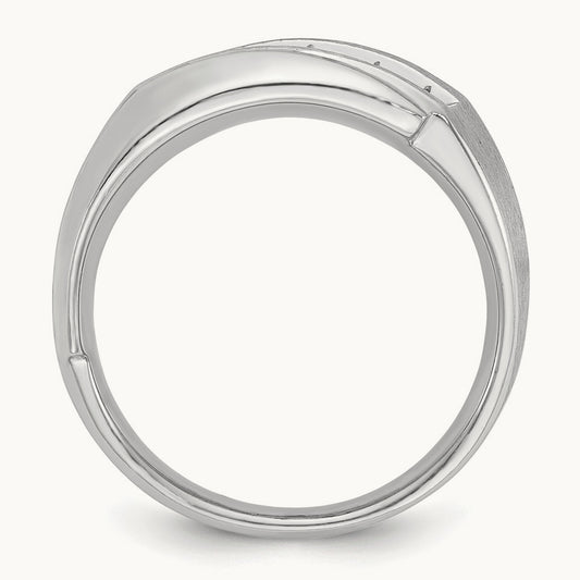 IBGoodman Men's Polished & Satin 5-Stone Diamond Ring, 14K White Gold