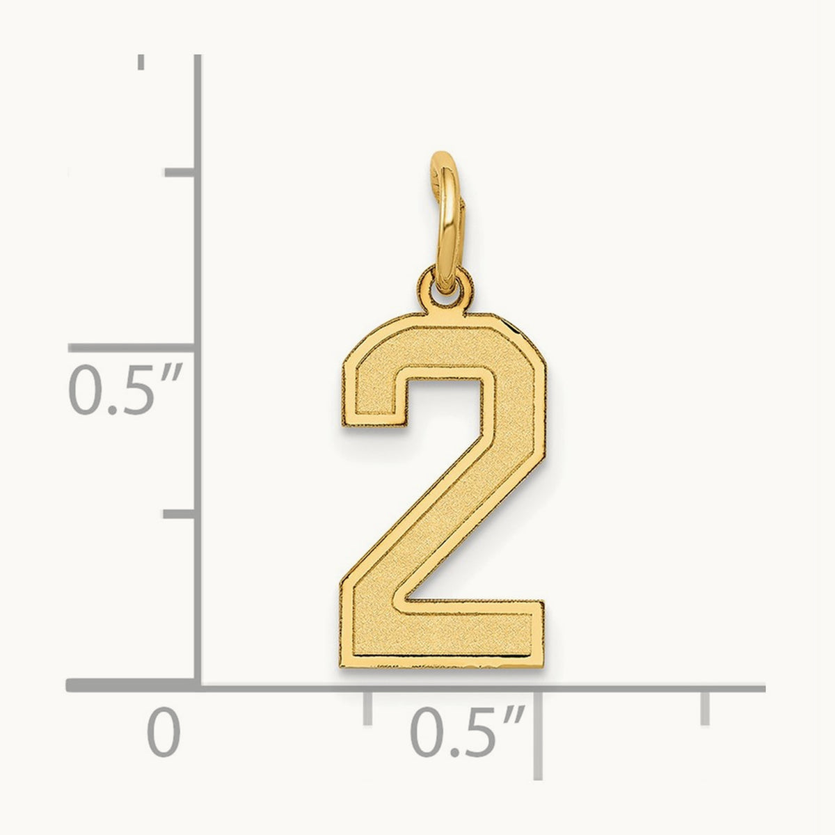 Small Satin Number 2 Charm — 14K Yellow Gold