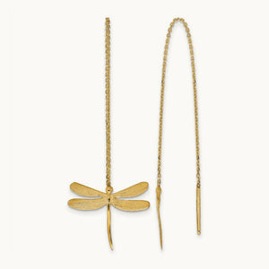 Polished Brushed Dragonfly Threader Earrings, 14K — Leslie's