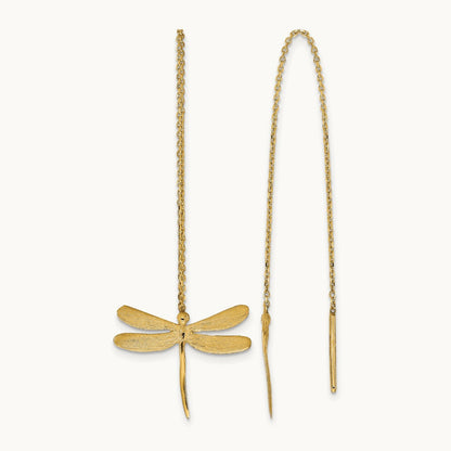 Polished Brushed Dragonfly Threader Earrings, 14K — Leslie's