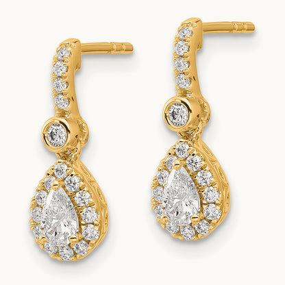 Pear Dangle Post Earrings, 0.50 ct tw Lab-Grown Diamond — 14K Yellow Gold