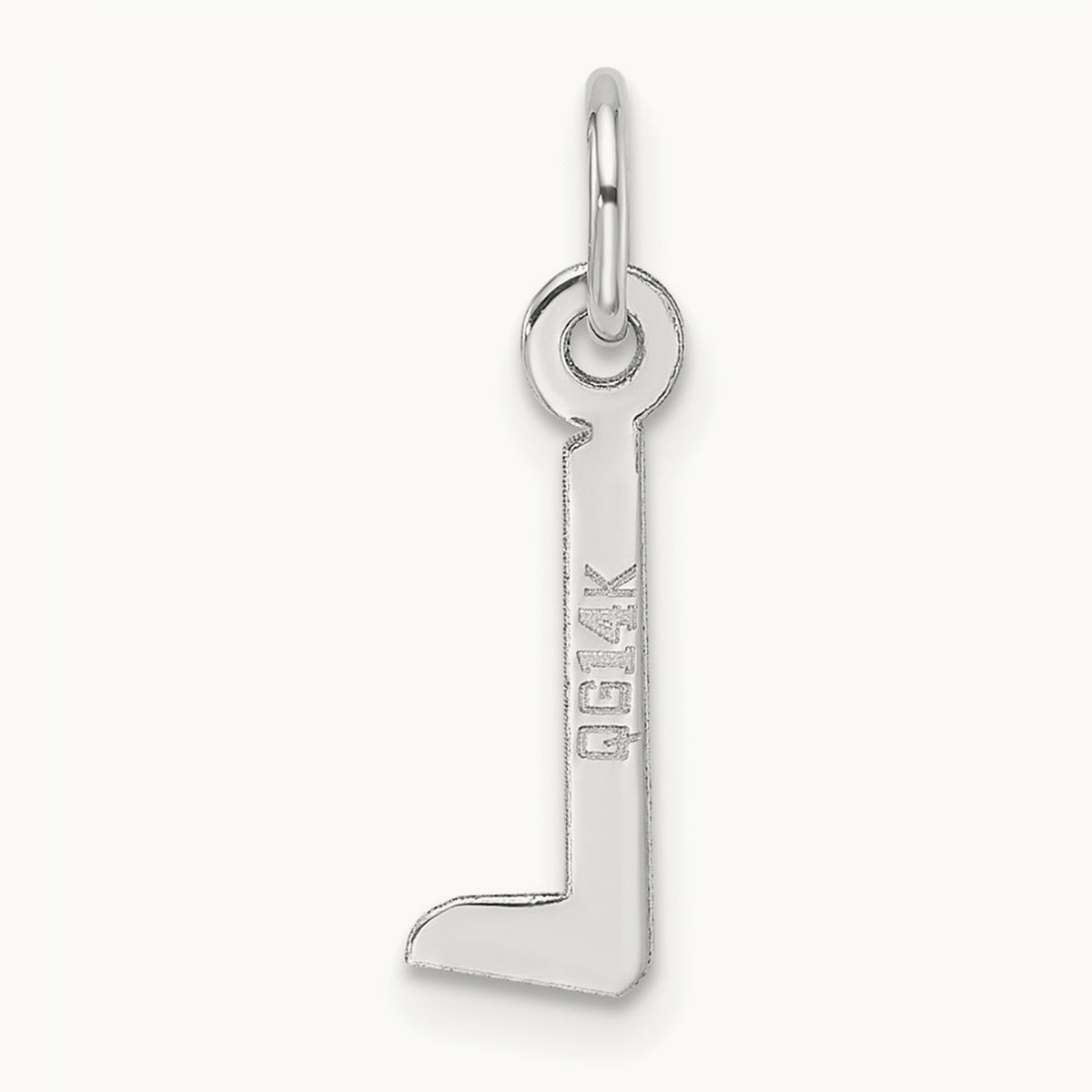Slanted Block Initial Charm — 14K White Gold, L