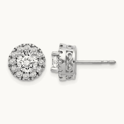 Diamond Semi-mount Stud Earrings, 14K White Gold