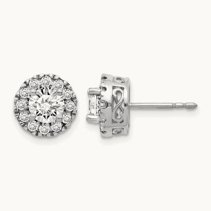 Diamond Semi-mount Stud Earrings, 14K White Gold