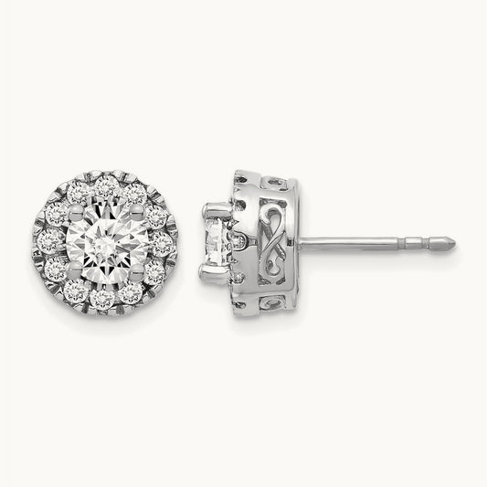 Diamond Semi-mount Stud Earrings, 14K White Gold