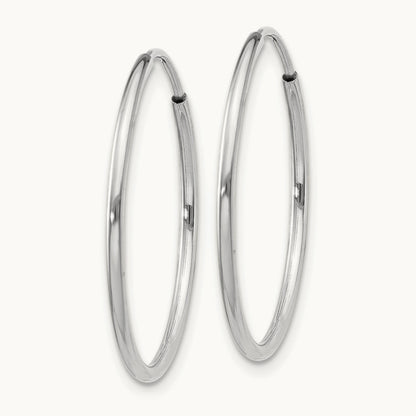 Polished Endless Tube Hoop Earrings, 1.20mm, 14K White Gold