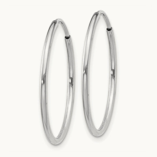 Polished Endless Tube Hoop Earrings, 1.20mm, 14K White Gold