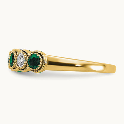 And Created Emerald Ring, 0.50 ct tw Lab-Grown Diamond