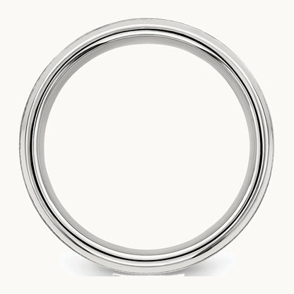 Sterling Silver 6mm Brushed Flat Beveled Edge Fancy Band