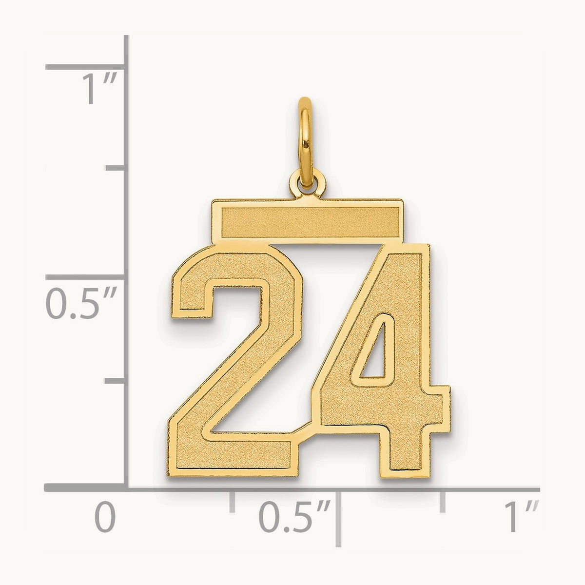 Medium Satin Number 24 Charm — 14K Yellow Gold