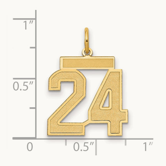 Medium Satin Number 24 Charm — 14K Yellow Gold