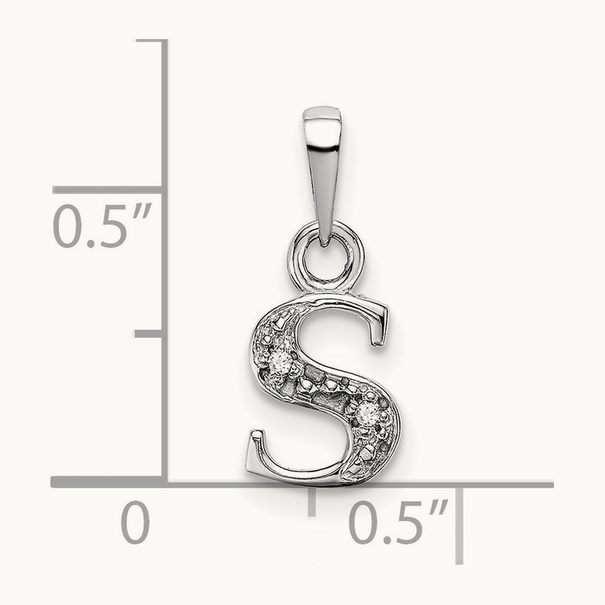 Rhodium-plated Diamond Letter S Initial Pendant, 14K White Gold